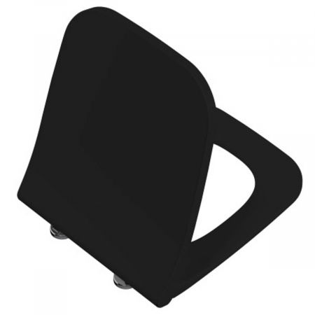 Capac WC slim detasabil cu balamale metalice, fixare de sus, inchidere lenta soft close, negru mat | 191-083-009