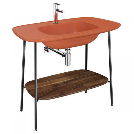 Unitati lavoar - Unitate de baza lavoar baie 100cm, cu mat terra rossa lavoar / chiuveta baie dark oak | 66047