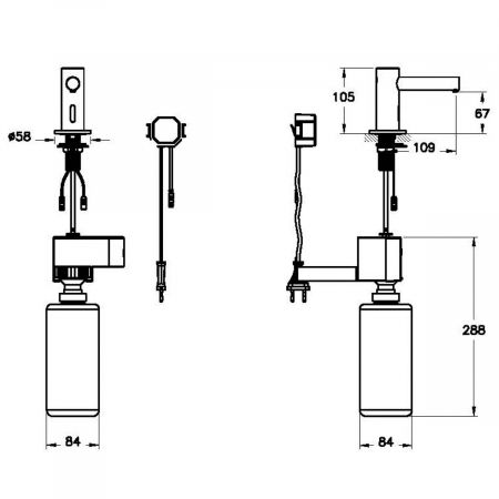 Dozator de sapun cu senzor, pe blat, alimentare curent de la retea, scurt | A4469934 [1]
