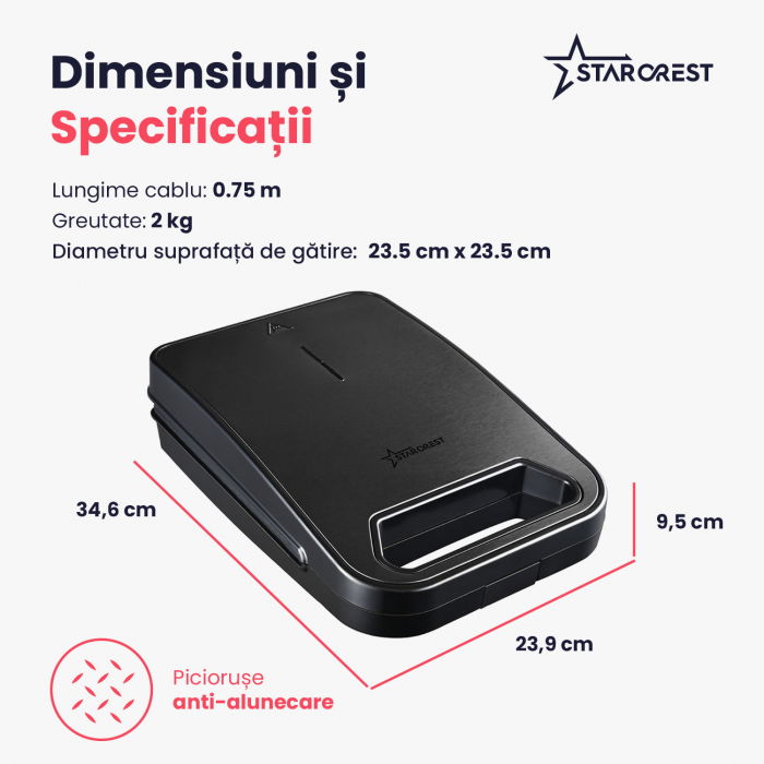 Aparat pentru preparat forme de nuci STARCREST SNM-4024BX, 24 forme, 1400W, Indicator luminos, Placi antiaderente, Negru/Inox [6]