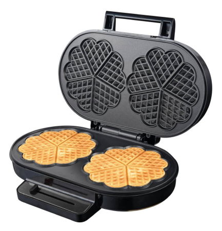 Aparat vafe - Aparat de facut vafe STARCREST WM-2602X, 1200W, Suprafata dubla, Buton reglare temperatura, Placi cu invelis antiaderent, Negru/Inox