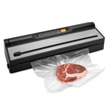 Electrocasnice Mici - Aparat de vidat si sigilat STARCREST VS-6016, 110W, Touch Control, 5 Functii, Furtun de vidare caserole, Cutter incorporat, Negru/Inox