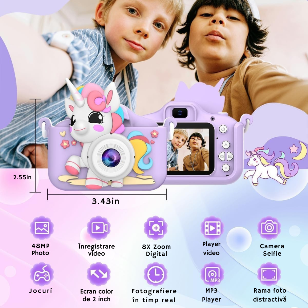 Aparat Foto Copii Unicorn Cameră Selfie 48MP Full HD [5]