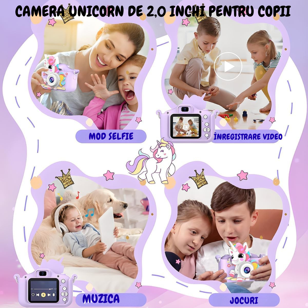 Aparat Foto Copii Unicorn Cameră Selfie 48MP Full HD [3]