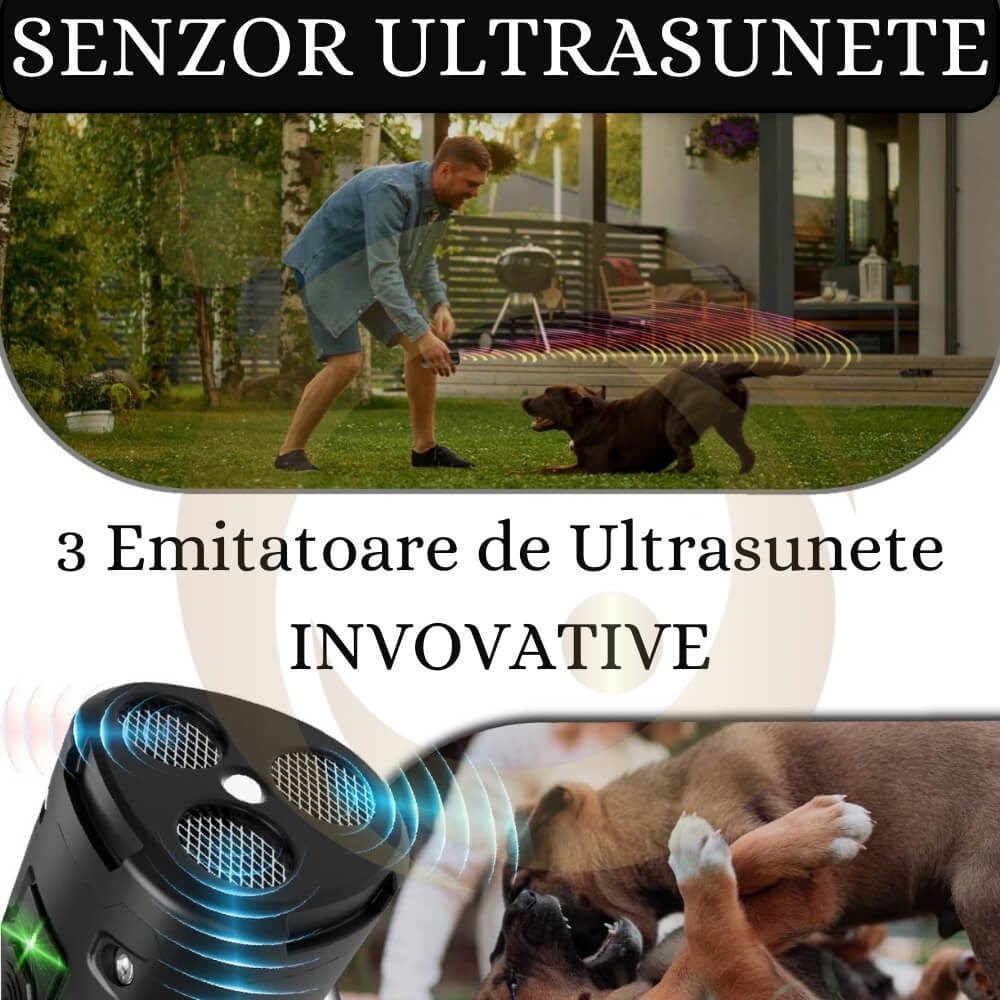 Aparat Profesional Antilatrat cu Ultrasunete si Lanterna, 15m Impotriva Latratului si a Cainilor Agresivi cu Functie de Dresaj AntiLatrat, USB [13]