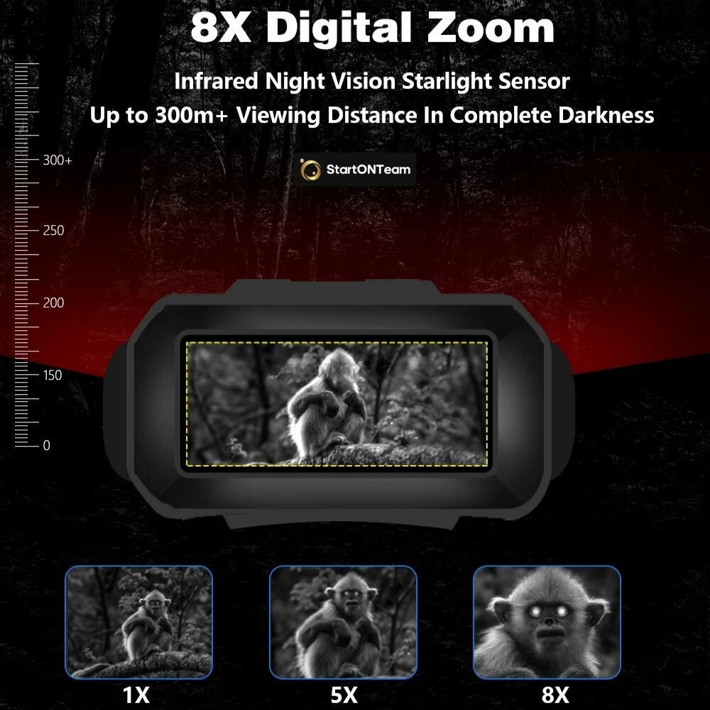 Binoclu Profesional cu Night Vision Digital, Vedere în Noapte până la 300m, Ecran LCD, Verde sau Negru [13]