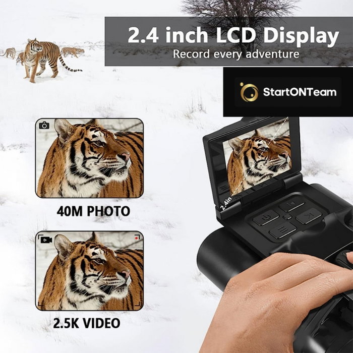Binoclu Profesional Digital de Vânătoare, Zoom 12X, Ecran LCD 2.4” pentru Observații Clare [11]