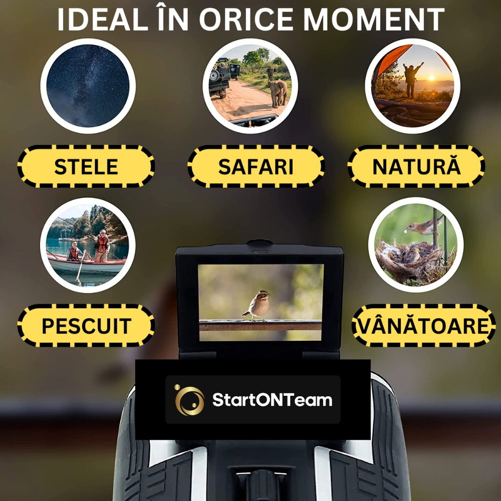 Binoclu Profesional Digital de Vânătoare, Zoom 12X, Ecran LCD 2.4” pentru Observații Clare [28]