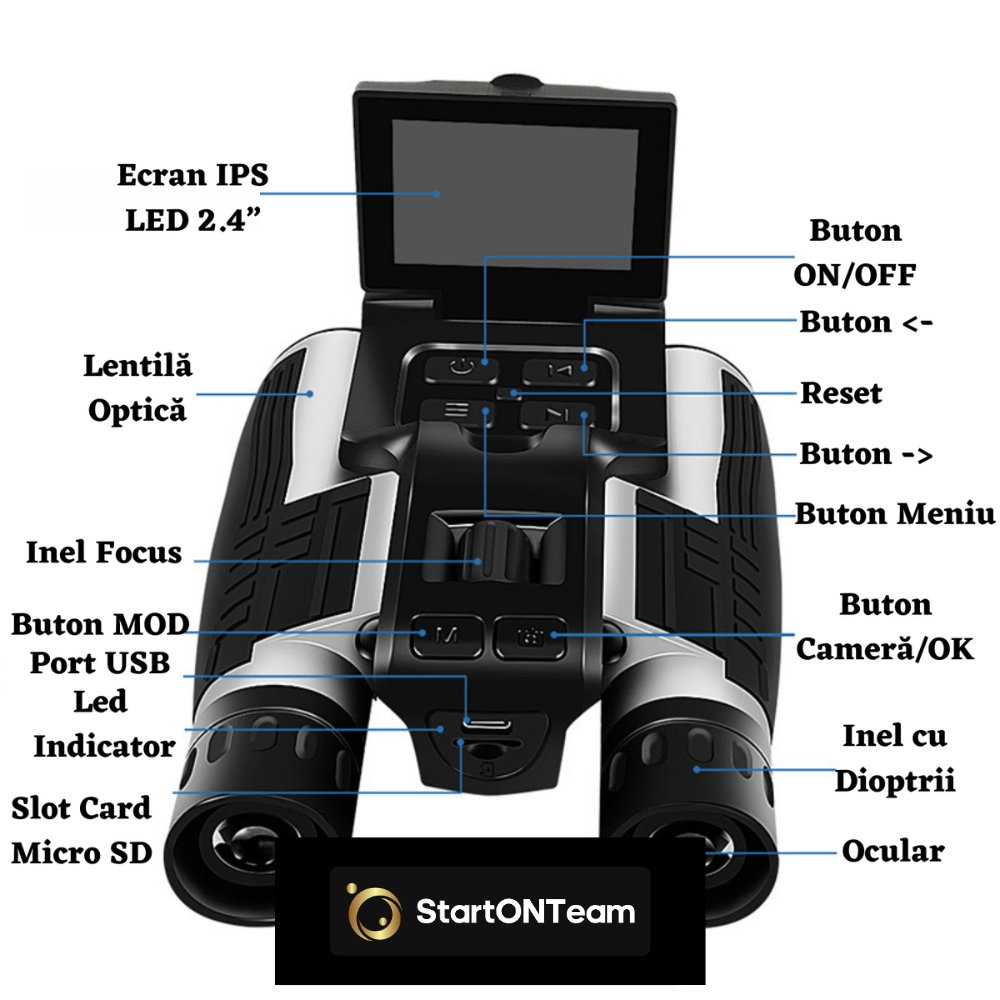 Binoclu Profesional Digital de Vânătoare, Zoom 12X, Ecran LCD 2.4” pentru Observații Clare [25]