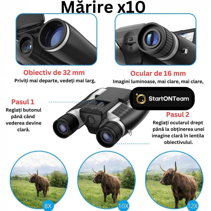 Binoclu Profesional de Vânătoare Zoom Digital 10X cu Ecran LCD 2" [3]