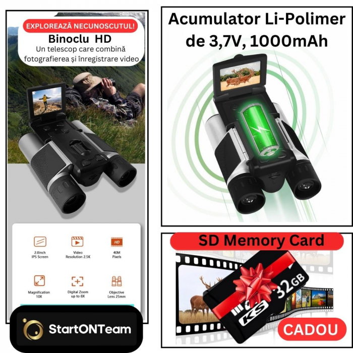 Binoclu Profesional de Vânătoare Zoom Digital 10X cu Ecran LCD 2" [11]