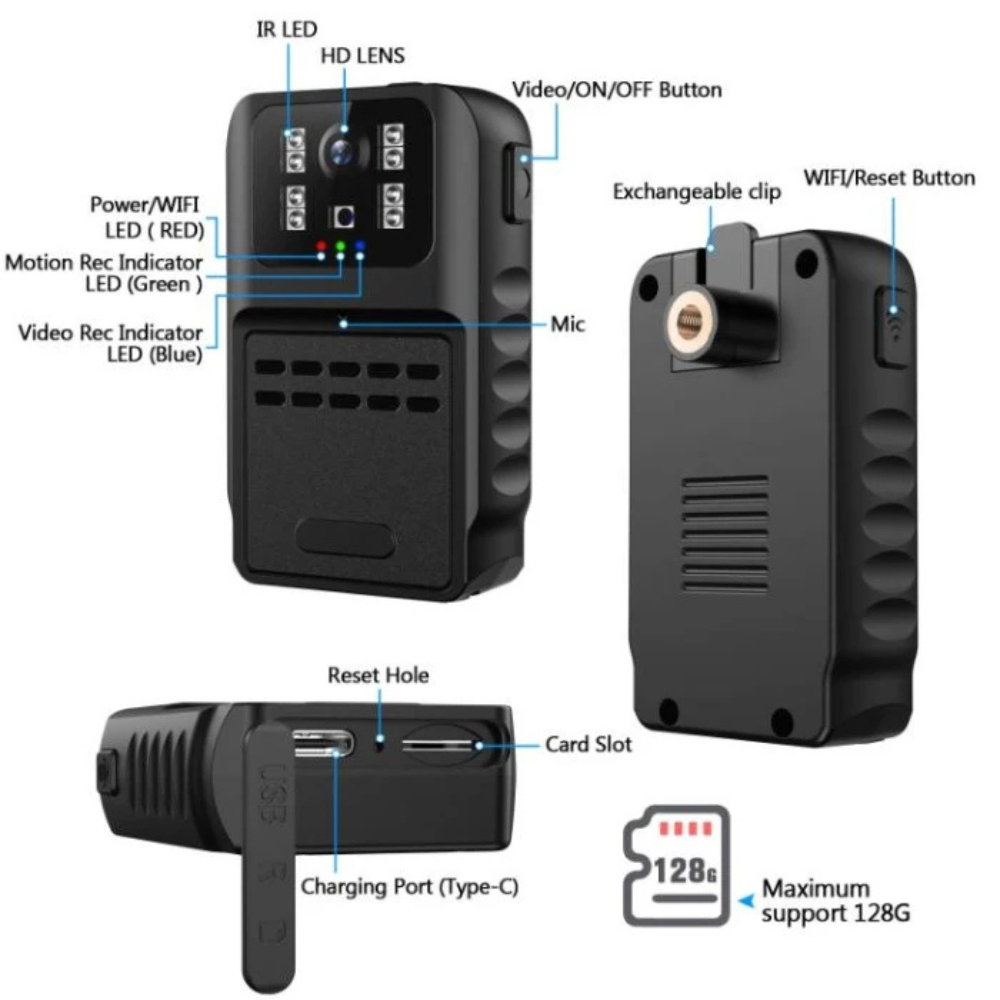 Camera Corporala HD 1080P – Night Vision, Inreg. Bucla [12]