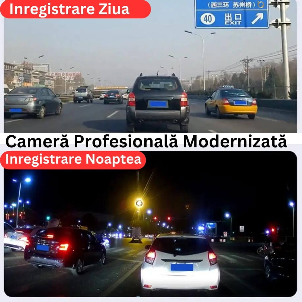 Camera dubla auto profesionala de bord, fata si spate, Oglinda Retrovizoare cu Marsarier si Senzor G de Detectare a Miscarii, Monitorizare Parcare, Night Vision, Inregistrare in bucla [6]