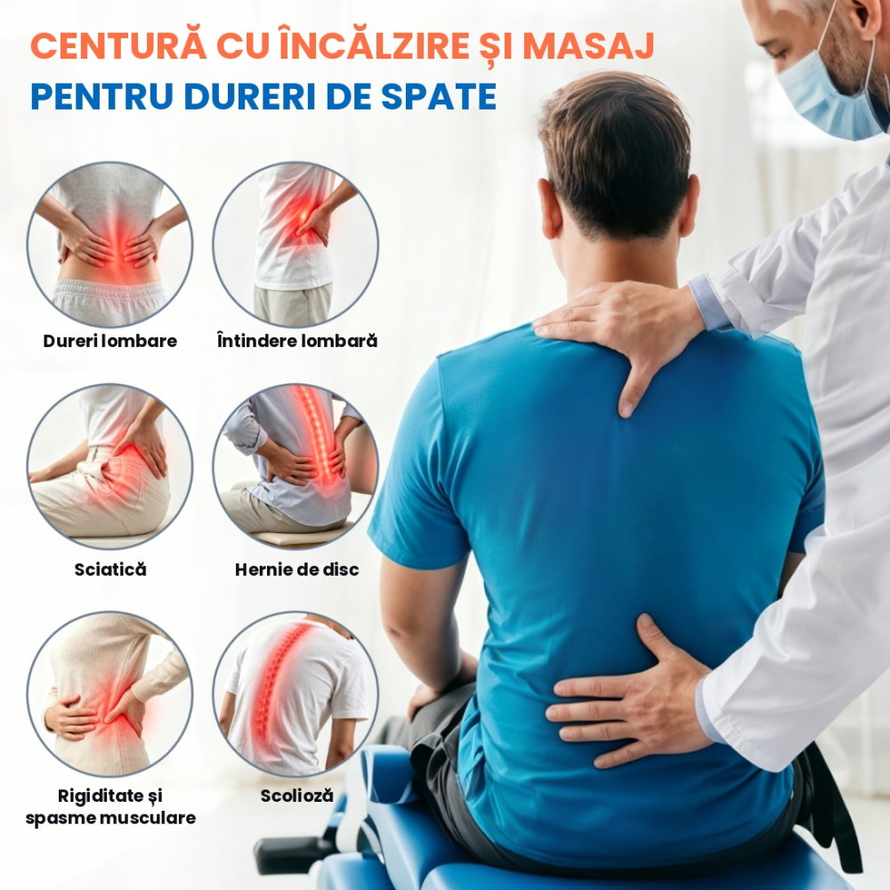Centura lombara cu incalzire si vibratii, masaj lombar reincarcabil TENICORE BD1 [3]