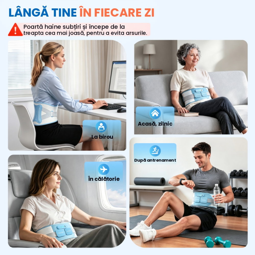 Centura lombara cu incalzire si vibratii, masaj lombar reincarcabil TENICORE BD1 [5]