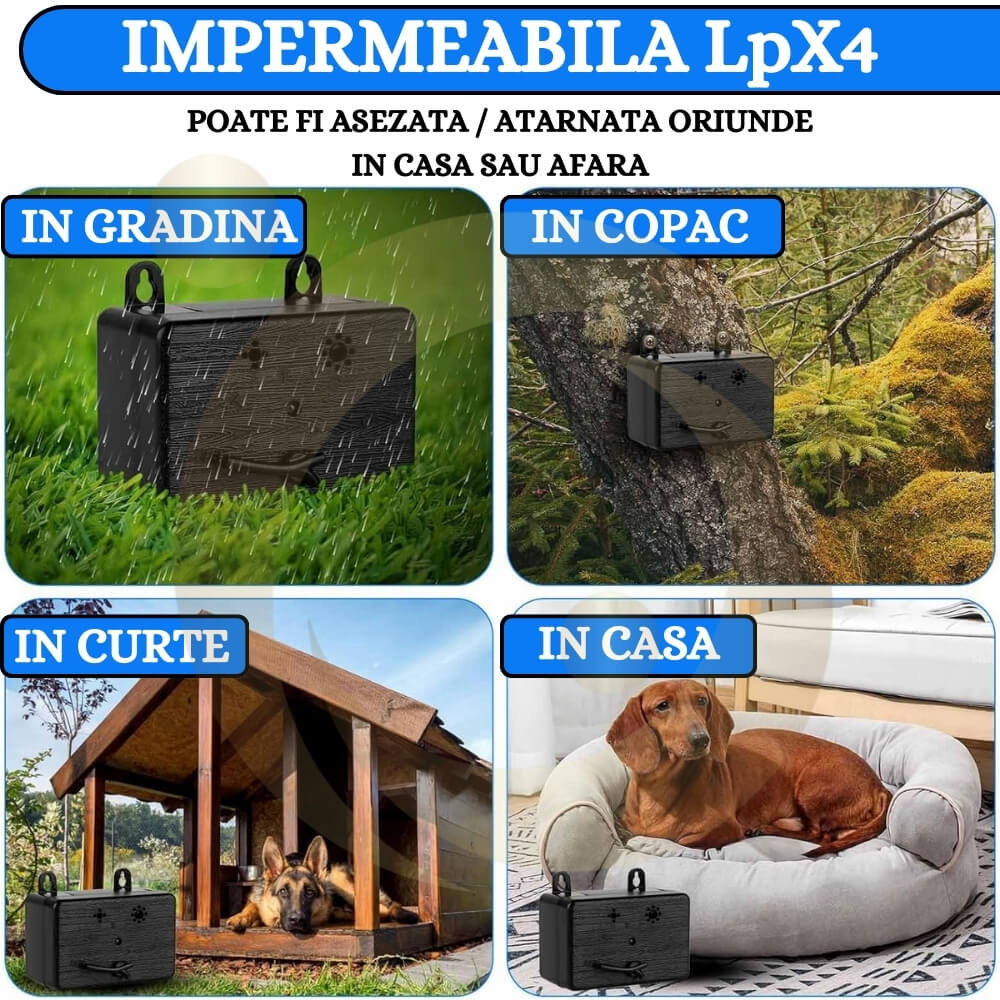 Cutie anti-latrat cu ultrasunete, Aparat de control al latratului cainilor cu 3 niveluri reglabile, 15m, cu utilizare in aer liber si interior [6]
