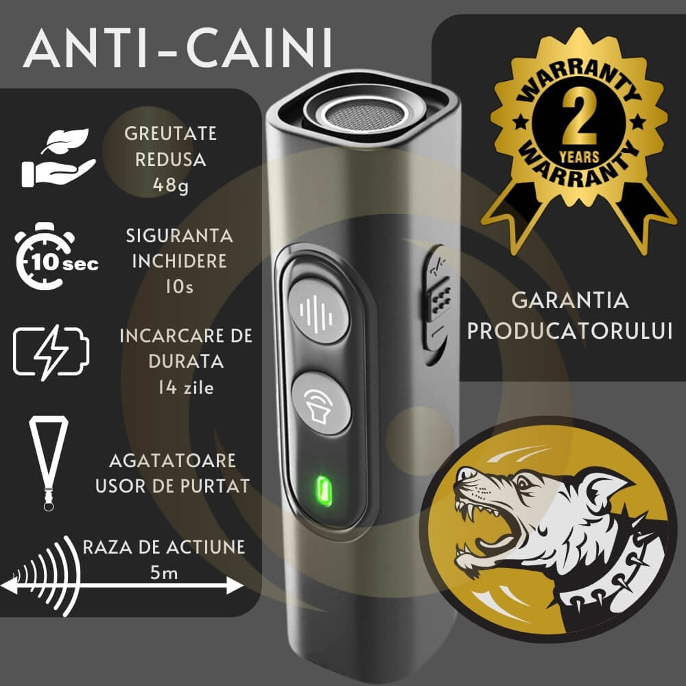 Dispozitiv Profesional Antilatrat cu Ultrasunete pentru Alungat si Speriat Cainii si Pisici [23]