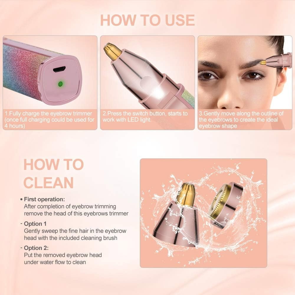 Epilator Facial 2 în 1 – Trimmer Electric pentru Sprancene si Indepartarea Fara Durere a Parului [7]