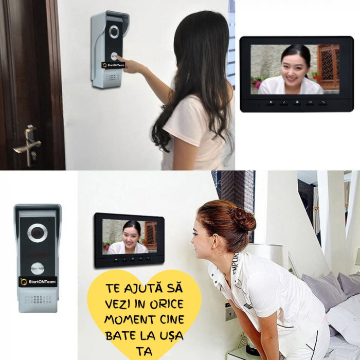 Videointerfon Smart cu Fir si Monitor, Infrarosu, Night Vision, Comunicare Bidirectionala [6]