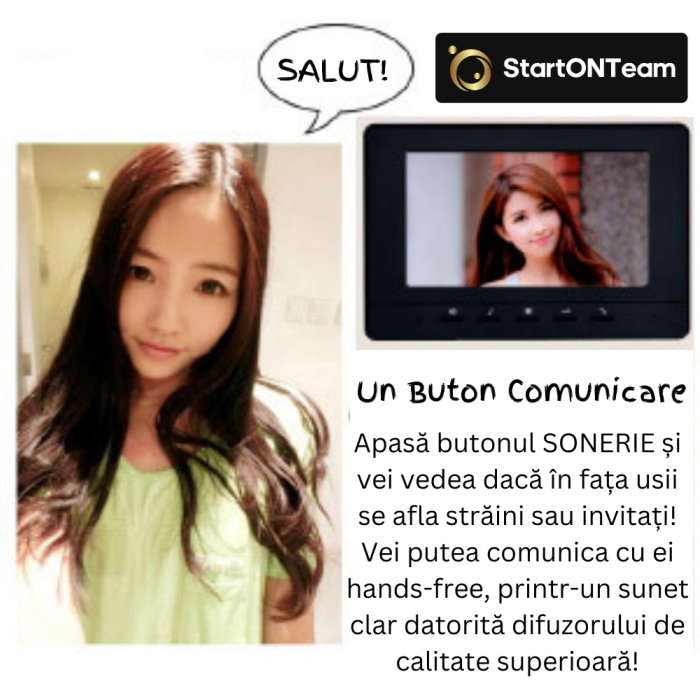 Videointerfon Smart cu Fir si Monitor, Infrarosu, Night Vision, Comunicare Bidirectionala [4]