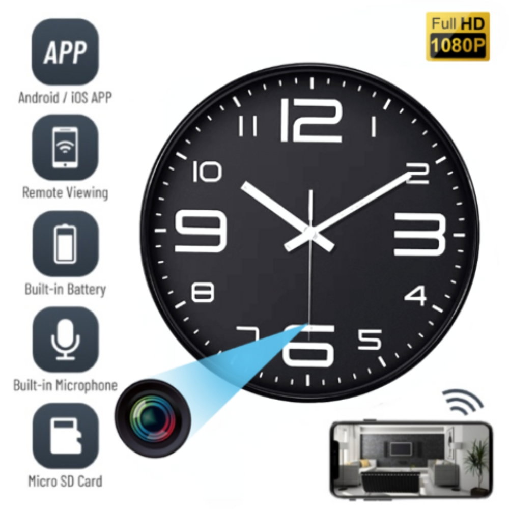 Mini Camera Full HD in Ceas de Perete, Wi-Fi, Detectie Miscare [6]
