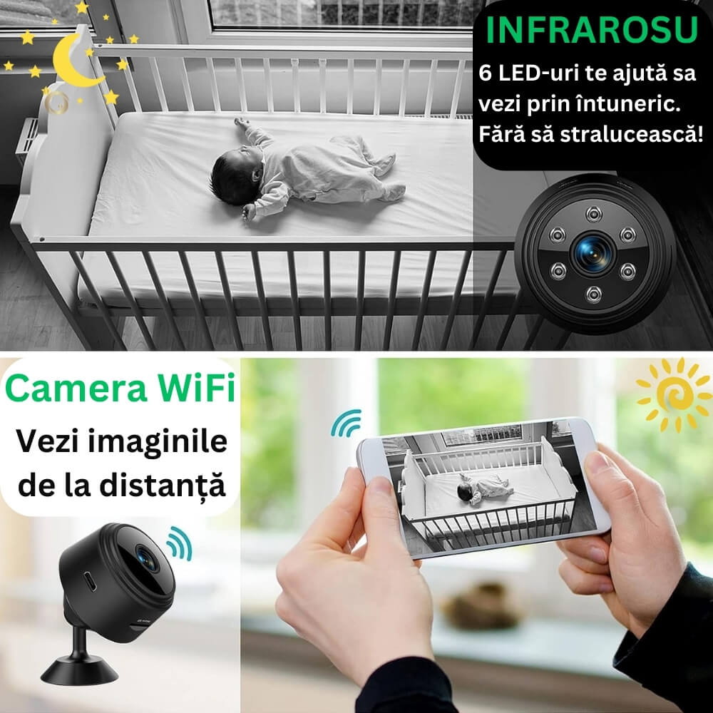 Mini Camera Magnetica, Microcamera Wifi Full HD Profesionala [5]