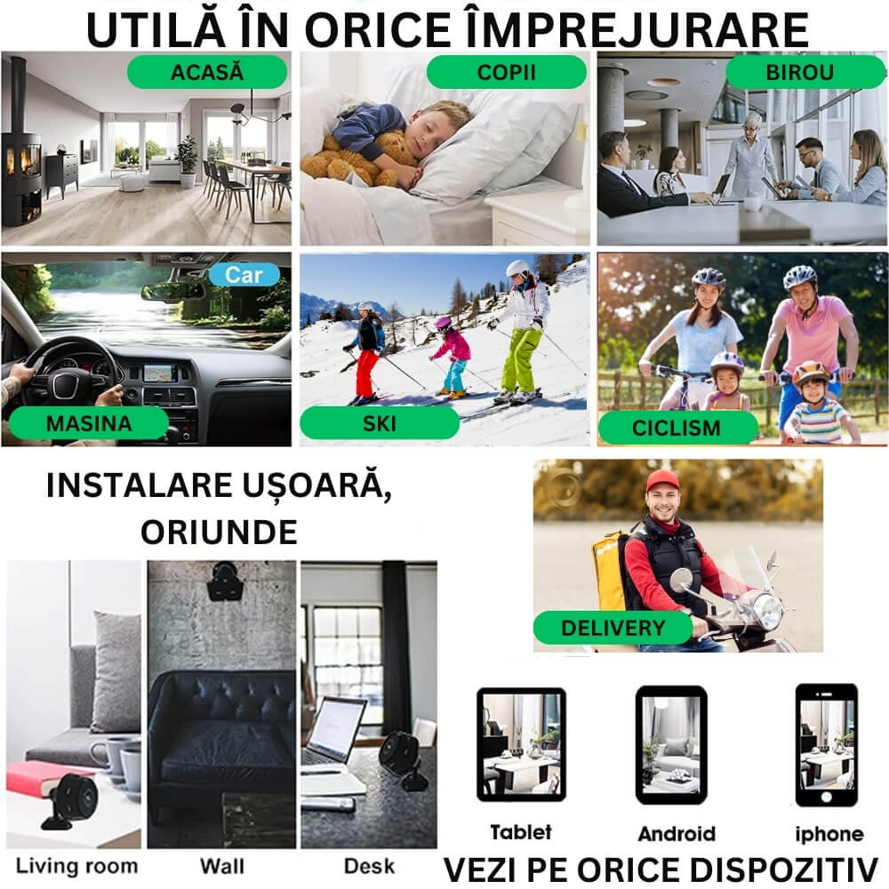 Mini Camera Magnetica, Microcamera Wifi Full HD Profesionala [4]