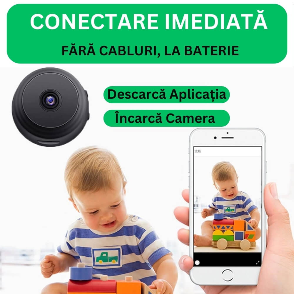 Mini Camera Magnetica, Microcamera Wifi Full HD Profesionala [12]