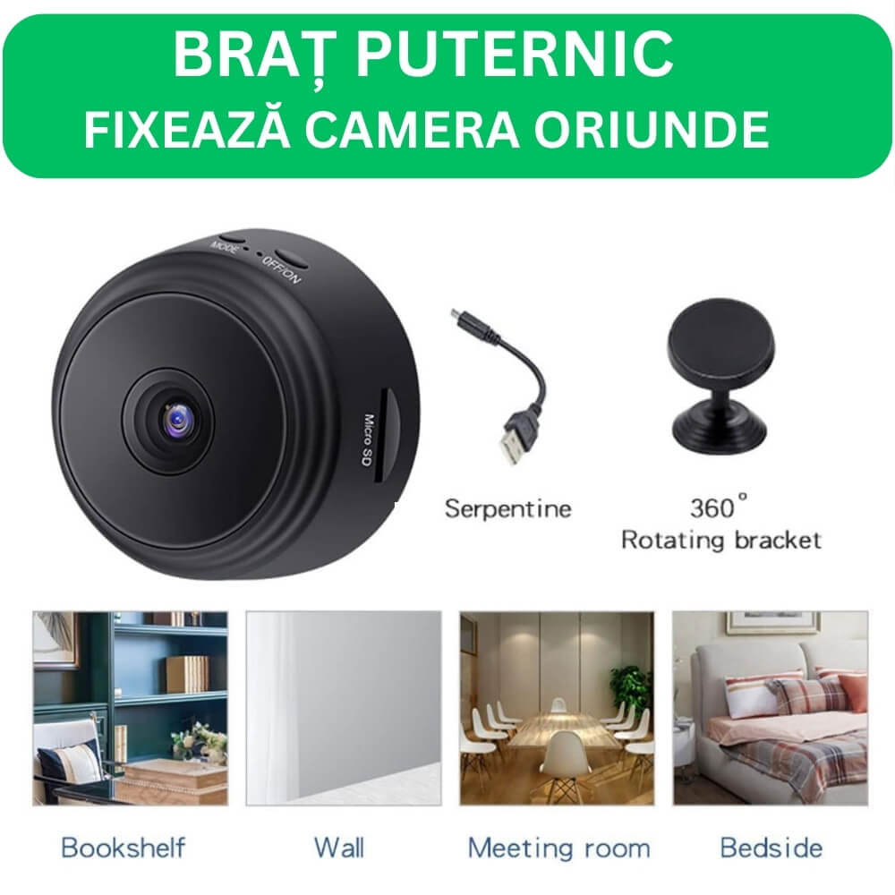 Mini Camera Magnetica, Microcamera Wifi Full HD Profesionala [9]