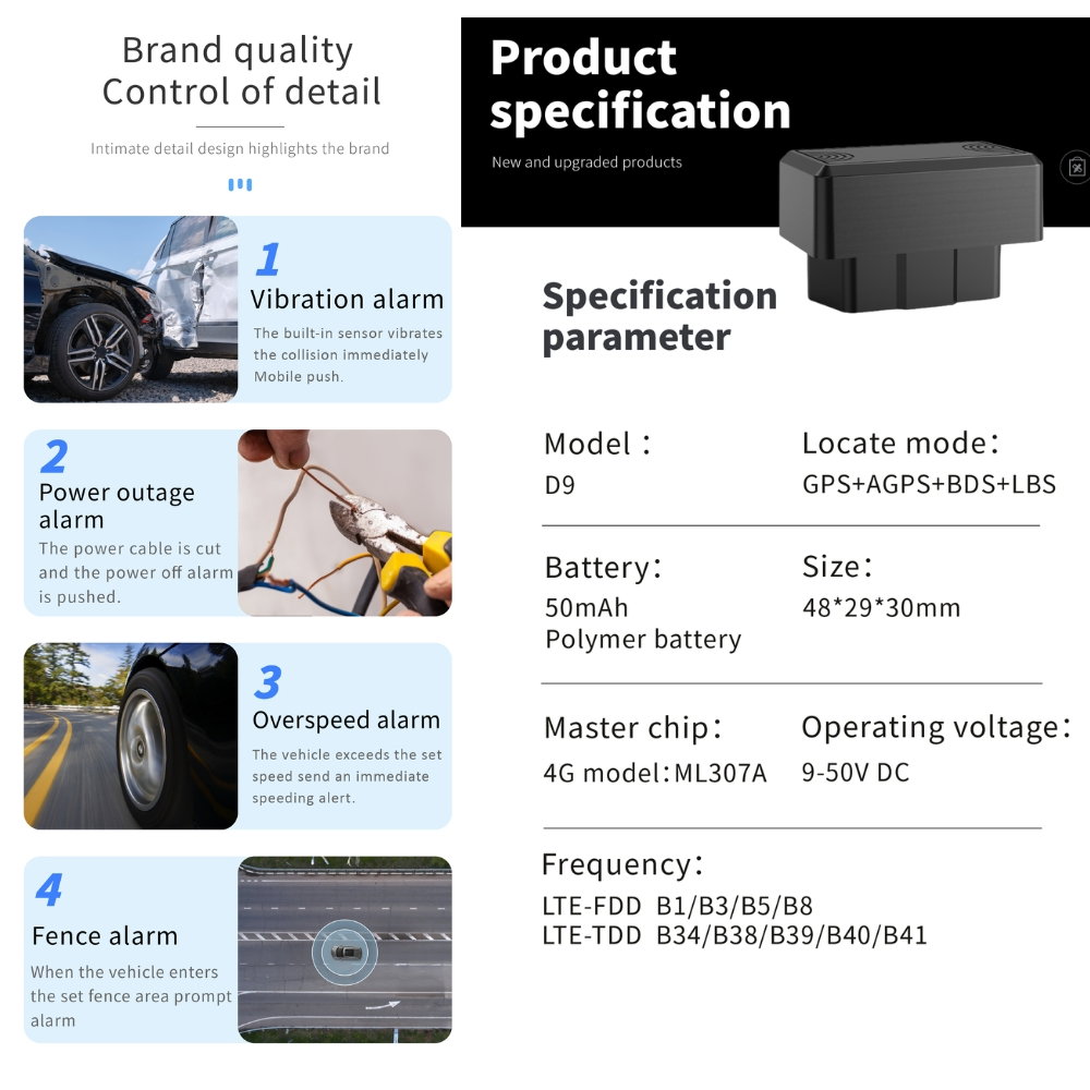 Mini GPS Tracker 4G OBD D9 Localizare Auto Reala [9]