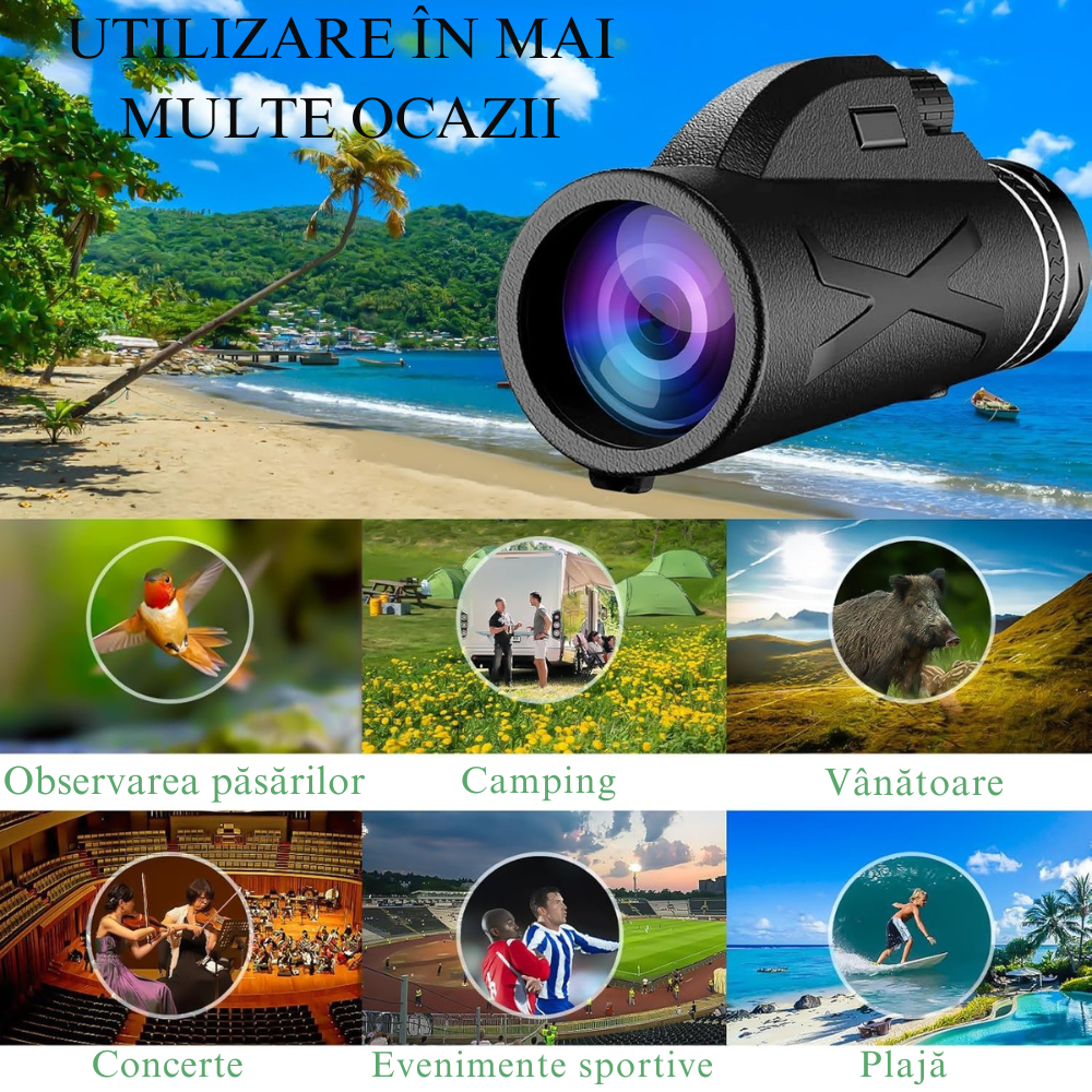 Monoclu Profesional 10x40, Telescop Compact de Inalta Putere [3]