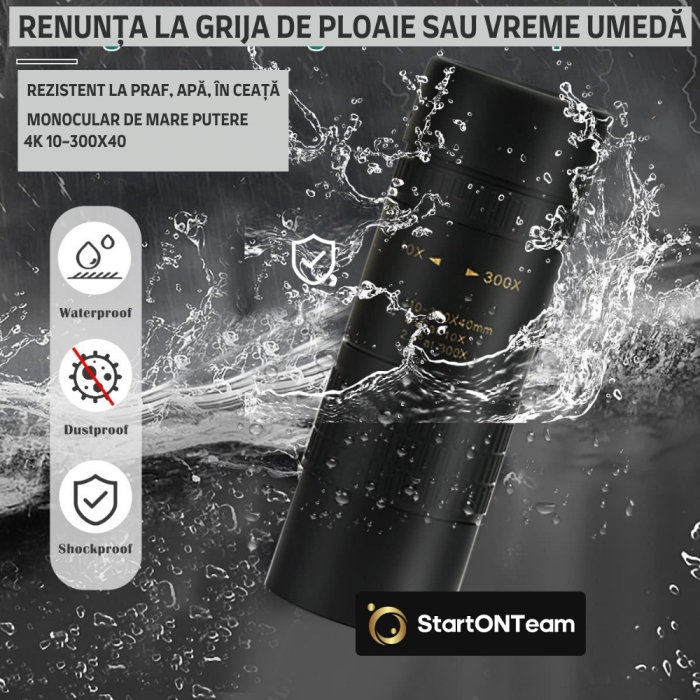 Monoclu Profesional Tip Telescop 4K 10-300X40 cu Prisma BaK-4, Dual Focus, Suport Smartphone și Trepied [11]