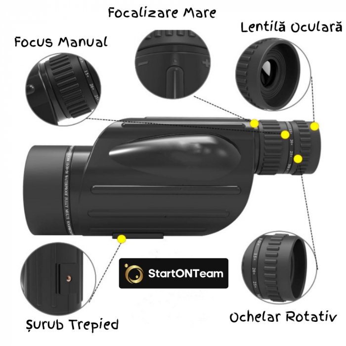 Monoclu Profesional 10-30X50 cu Zoom Reglabil, Prisma BAK4 și Trepied [3]