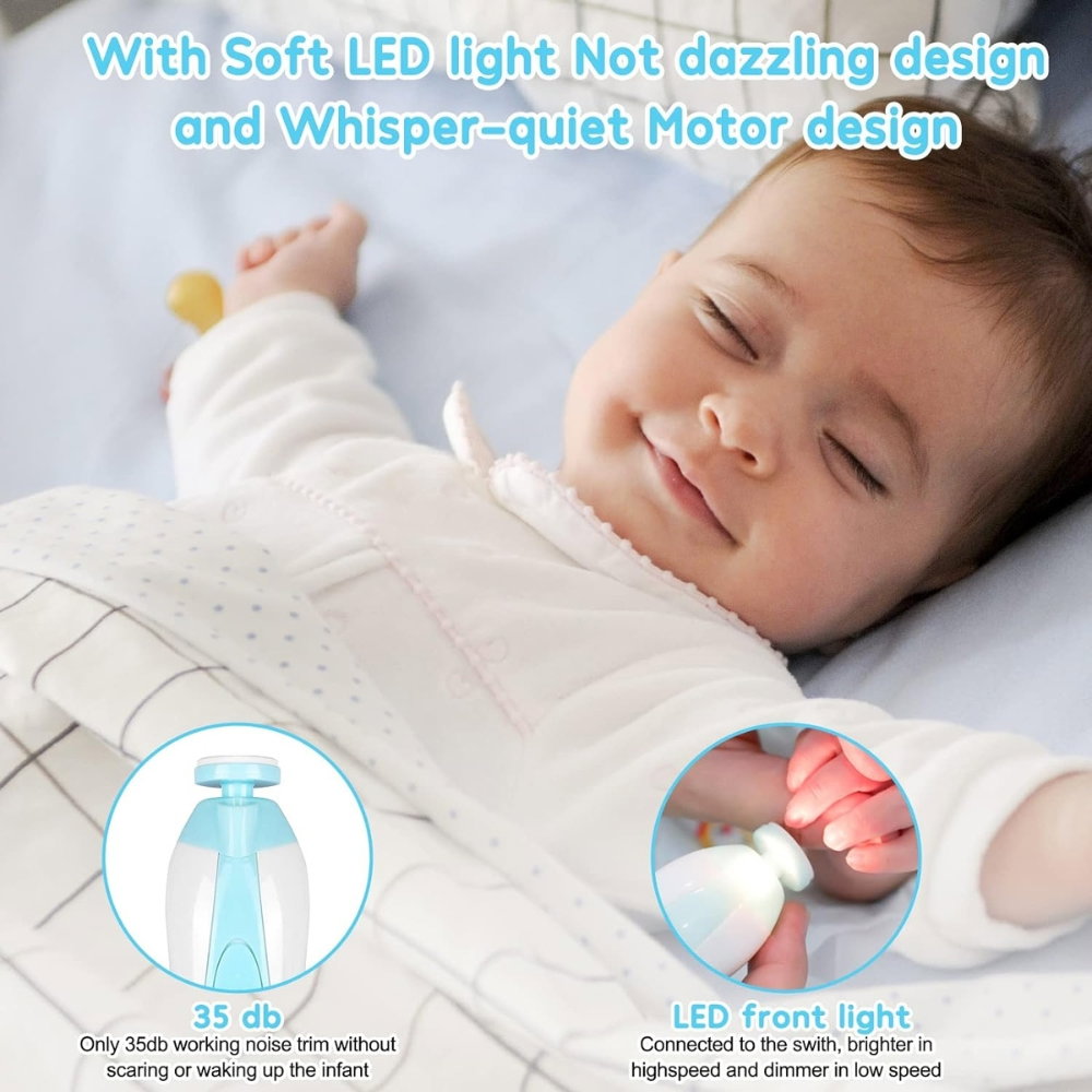 Pila Electrica de Unghii pentru Bebelusi si Copii Mici, Set cu 6 Capete, Iluminare LED [15]