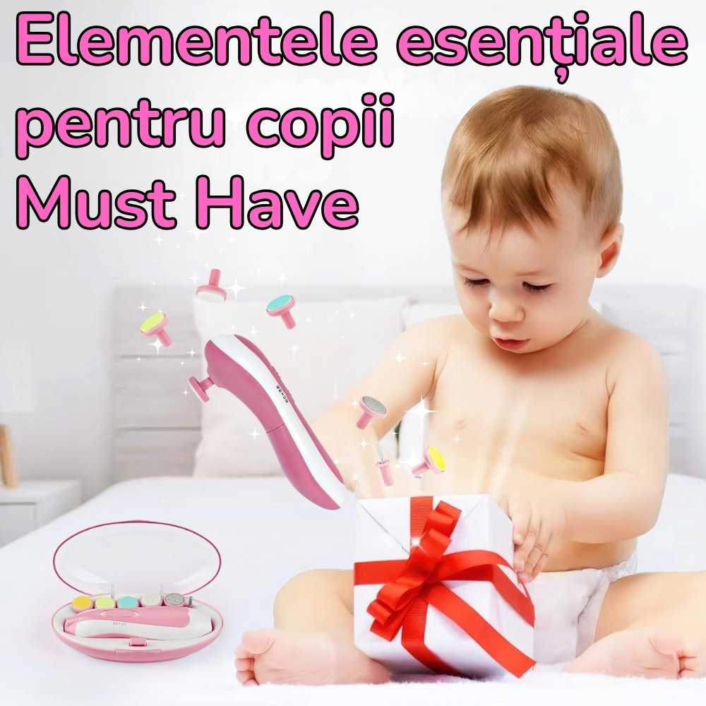 Pila Electrica de Unghii pentru Bebelusi si Copii Mici, Set cu 6 Capete, Iluminare LED [9]