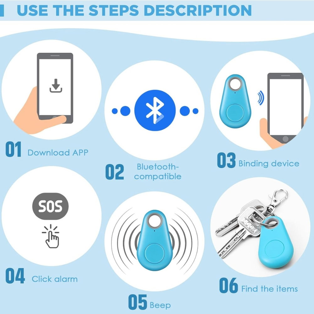 Set 5 Brelocuri Bluetooth Anti-Pierdere pentru Chei, Telefon [17]