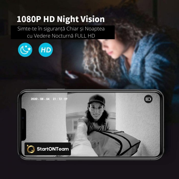 Interfon Video Smart de Exterior cu Cameră HD, Senzor Mișcare și Night Vision, Fără Fir [10]