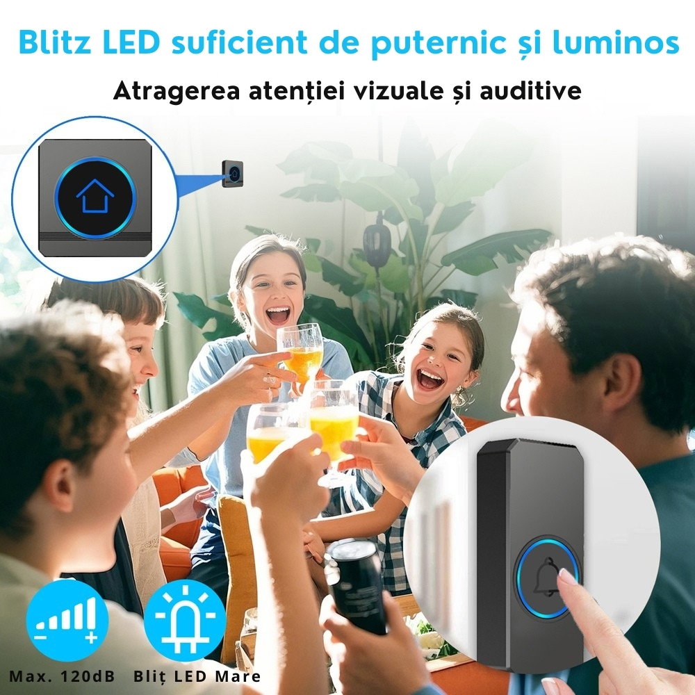 Sonerie wireless fara fir pentru exterior cu 2 receptoare [11]