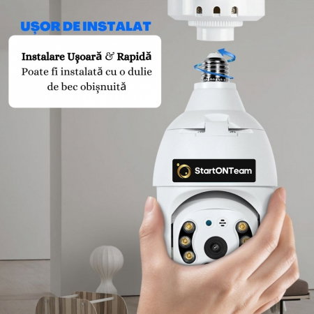 Cameră tip Bec de Exterior, Rotativă, cu Senzor de Mișcare și Night Vision [2]