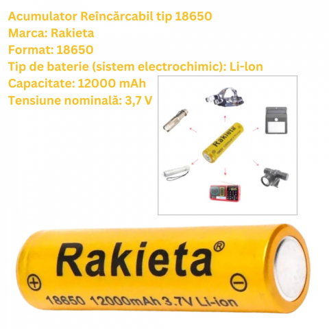 Acumulator Reincarcabil Multifunctional, Rakieta 12.000 mAh, 3,7 V, Li-Ion Model 18650 [3]