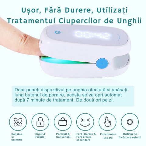 Aparat cu Laser pentru Indepartarea Onicomicozei si Tratarea Ciupercilor de Unghii, Portabil, Reancarcabil, Alb [19]