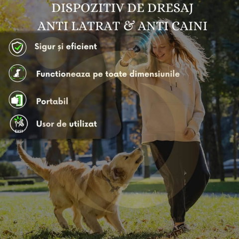 Aparat Profesional Antilatrat cu Ultrasunete si Lanterna, 15m Impotriva Latratului si a Cainilor Agresivi cu Functie de Dresaj AntiLatrat, USB [15]