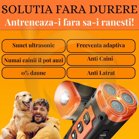 Aparat Profesional Antilatrat cu Ultrasunete si Lanterna, 15m Impotriva Latratului si a Cainilor Agresivi cu Functie de Dresaj AntiLatrat, USB [11]