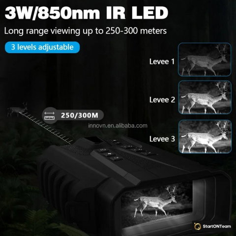 Binoclu Profesional cu Night Vision Digital, Vedere în Noapte până la 300m, Ecran LCD, Verde sau Negru [16]