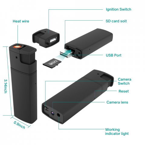 Bricheta cu Mini Camera Video Full HD 1080P, Detectare Miscare [22]