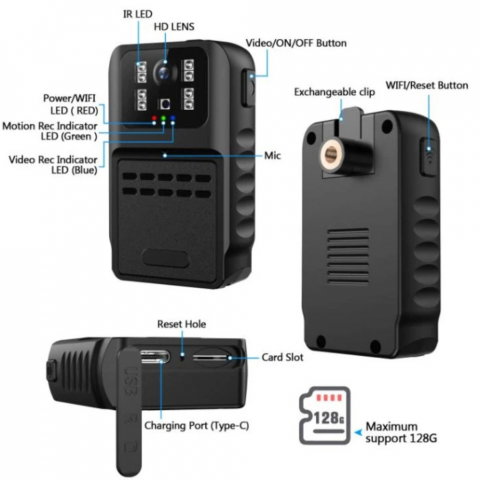 Camera Corporala HD 1080P – Night Vision, Inreg. Bucla [11]
