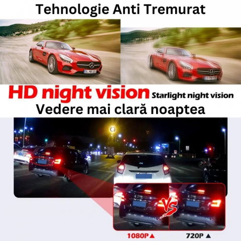 Camera dubla auto profesionala de bord, fata si spate, Oglinda Retrovizoare cu Marsarier si Senzor G de Detectare a Miscarii, Monitorizare Parcare, Night Vision, Inregistrare in bucla [4]