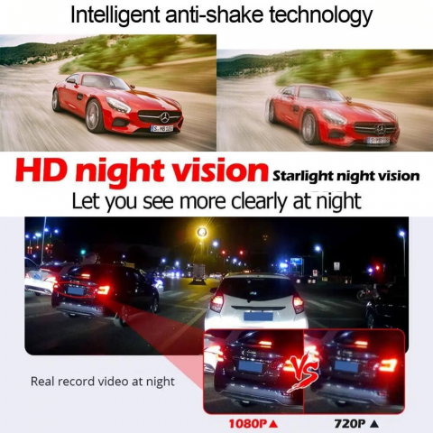 Camera dubla auto profesionala de bord, fata si spate, Oglinda Retrovizoare cu Marsarier si Senzor G de Detectare a Miscarii, Monitorizare Parcare, Night Vision, Inregistrare in bucla [20]