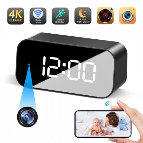 Camere de Supraveghere - Camera IP 4K in Ceas de Birou, Wi-Fi, cu Detectie Miscare