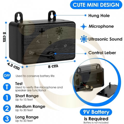 Cutie anti-latrat cu ultrasunete, Aparat de control al latratului cainilor cu 3 niveluri reglabile, 15m, cu utilizare in aer liber si interior [10]